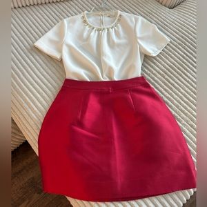 Kate Spade red cupcake skirt and white rhinestone embellished top - like new -